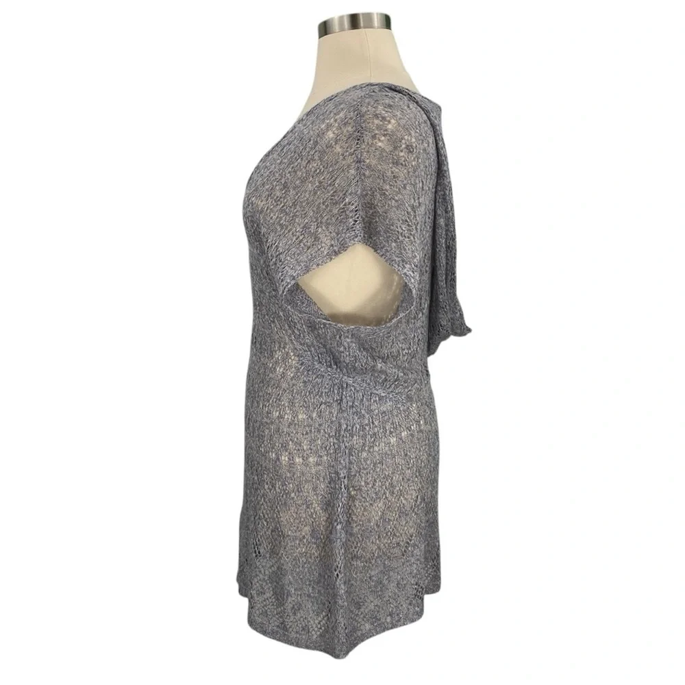 Anthropologie Moth Pointelle Slate Gray Linen Blend Lace Knit Hooded Sweater - Picture 12 of 16